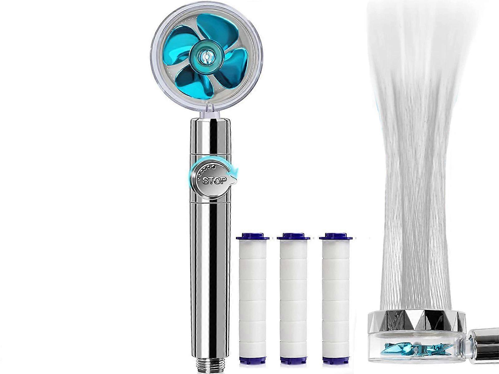 Handheld Propeller High Pressure Shower Head Blue