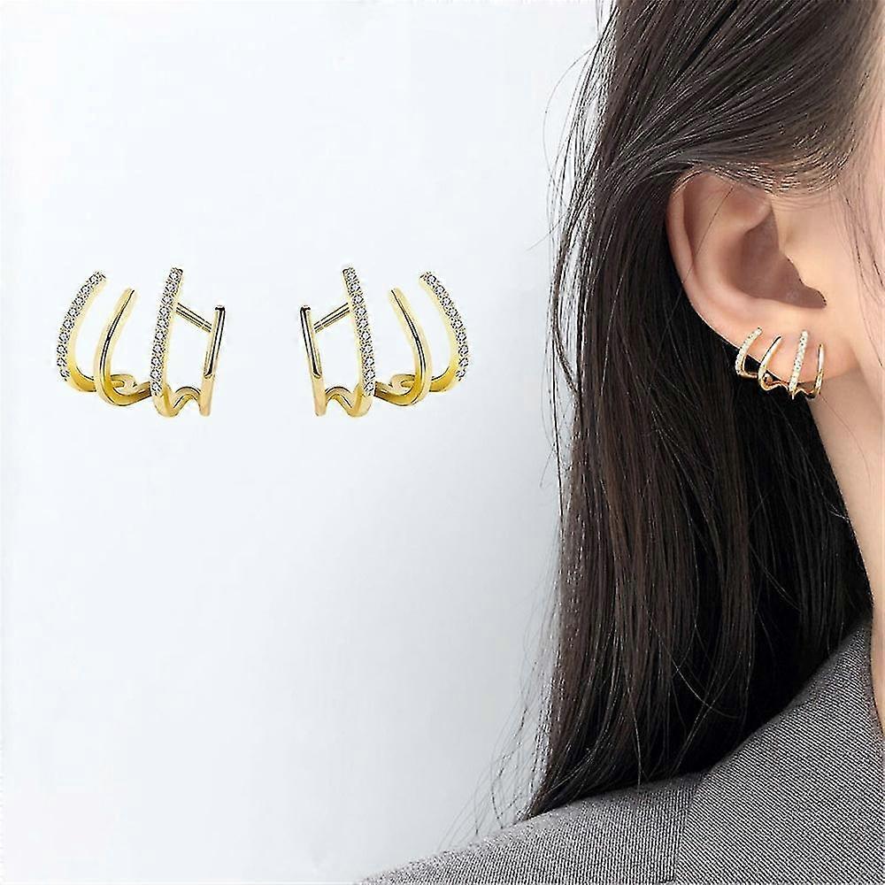 Stud Earrings Shiny Four Claws Earring Gifts