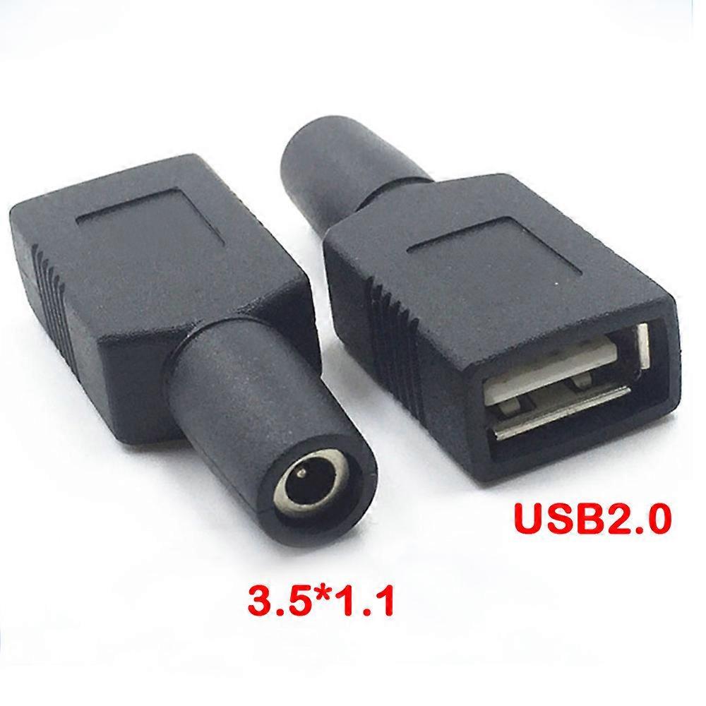 DC 3.5 1.1メスジャックからUSB 2.0メスジャックDC電源プラグコネクタアダプターラップトップ3.5 * 1.1mmブラックカラー