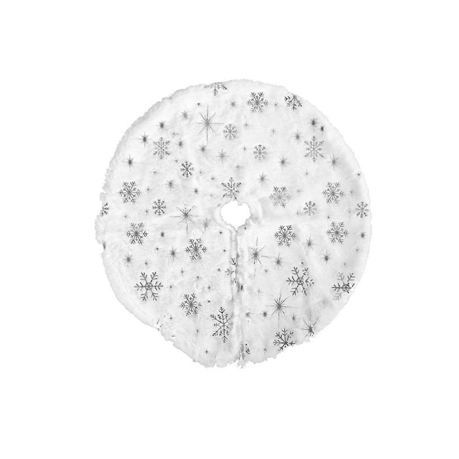 Mini Christmas Tree Skirt with Snowflake/Star Pattern Round Washable Xmas Party Tree Skirt ation