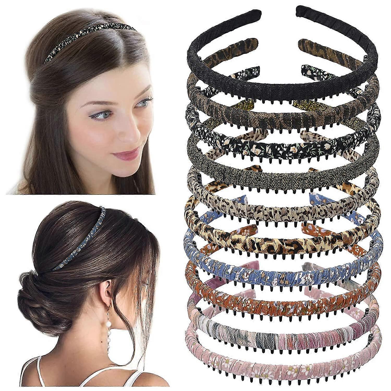Pack Of 10 Pcs Fashion Teeth Comb Headbands, Multicolor Protection Resin Teeth Comb Hair Hoop Hairband Bands Hair Accessories By Ladies And Women (not