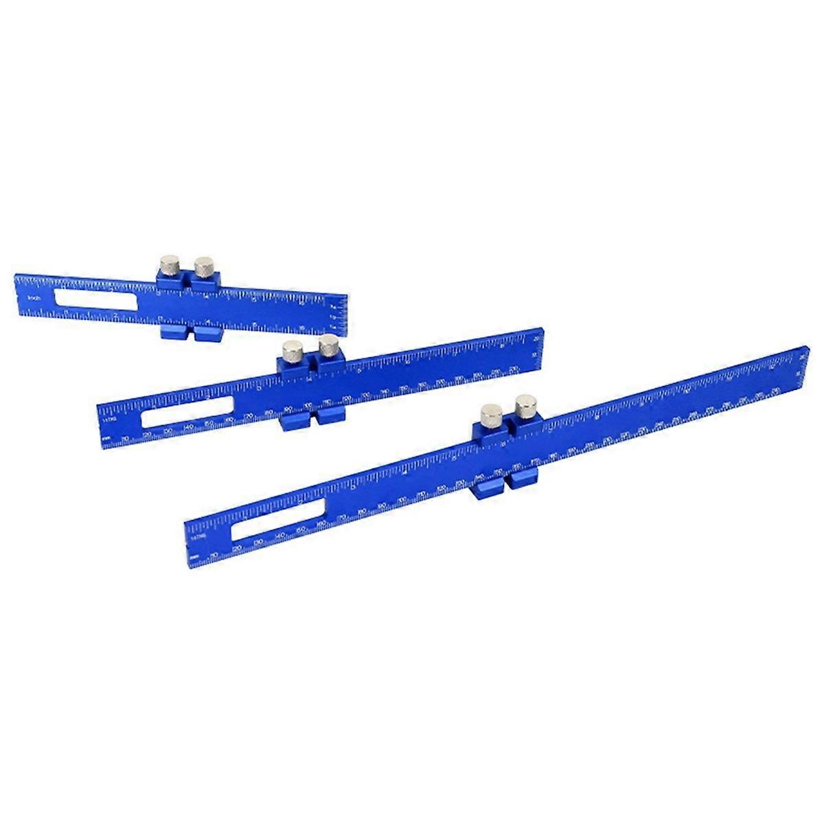 3Pcs Woodworking Ruler Scriber Positioning Scribing Gauge Ruler Measuring Tool with Metric Imperial