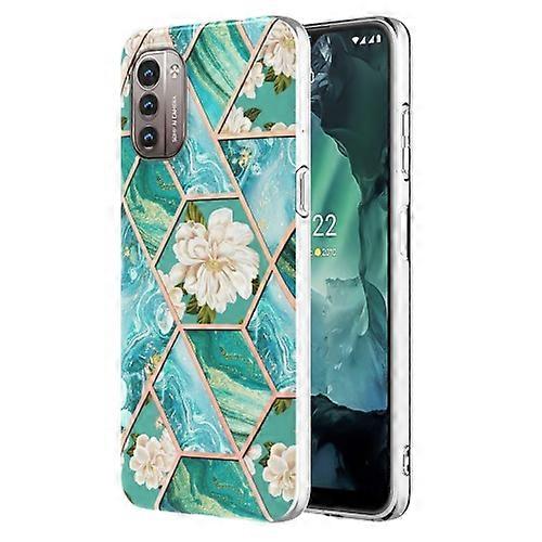 For Nokia G21 / G11 Electroplating Splicing Marble Flower Pattern TPU Shockproof Phone Case