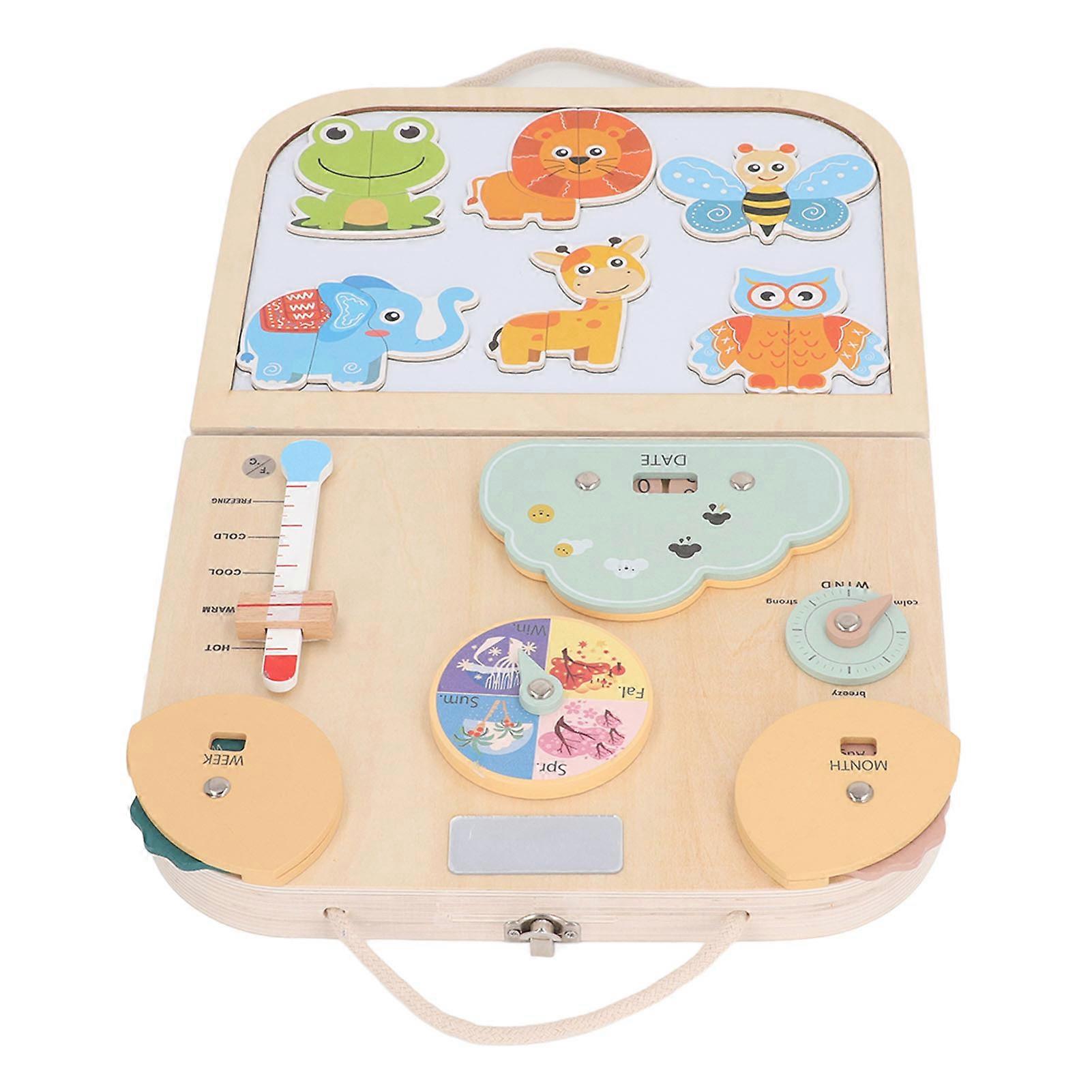 Toddlers Activity Board Wooden Sensory Learning Life Skill Abilities Learning Fine Motor Skills Board for Children Over 3 Years Old Type 1