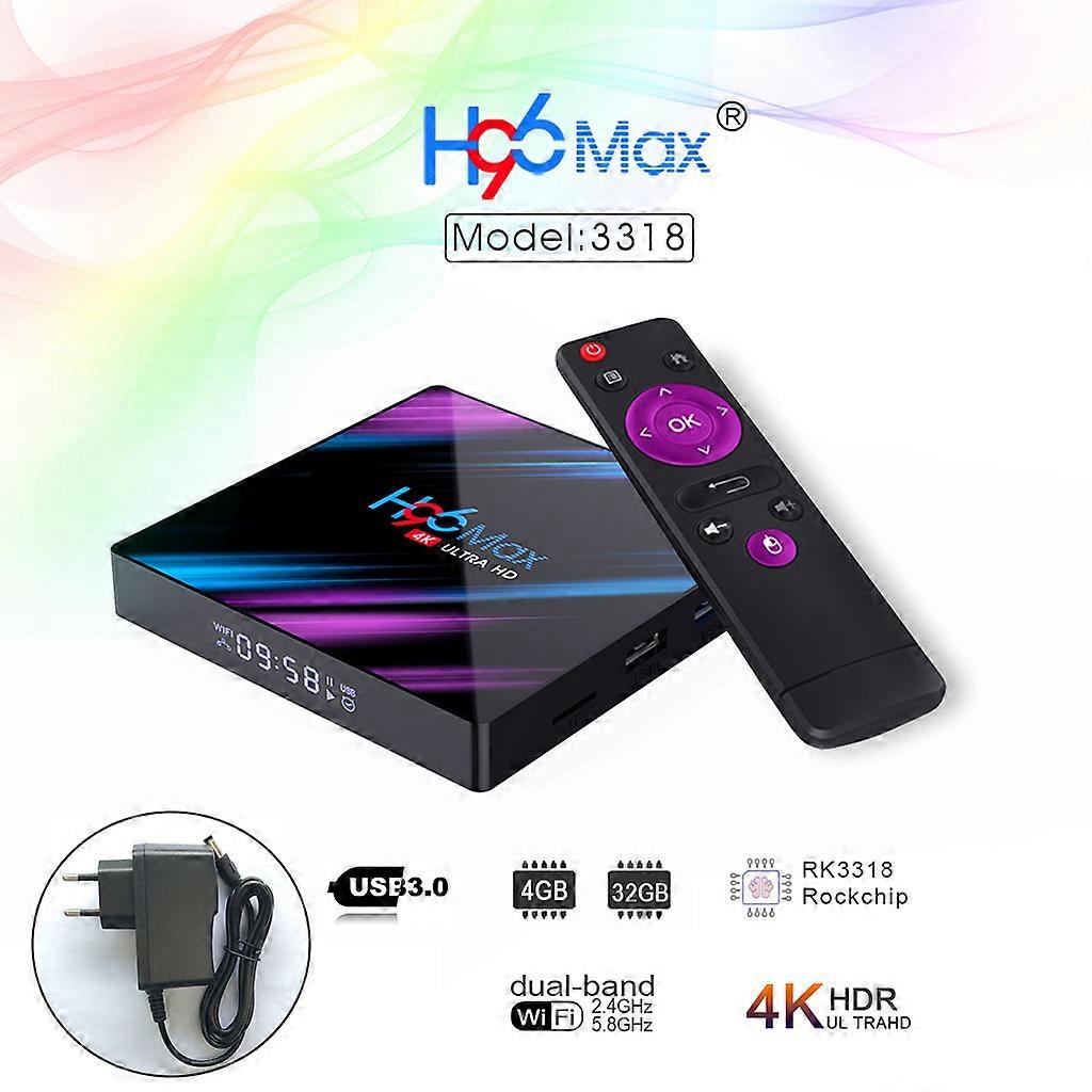 1Set H96 Max RK3318 Smart Android 9.0 TV Box 2.4G/5G Quad-Core WiFi