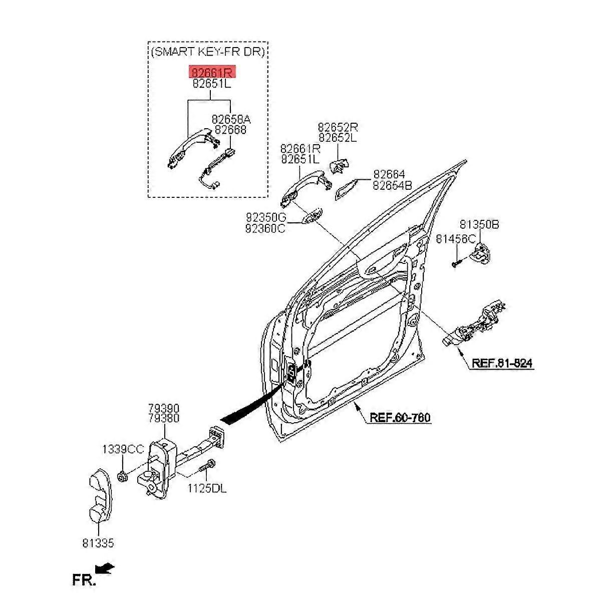 Left Front Inductive Outside Door Handle With Button 82651-c5710 For 2015-2018 Chrome Catch Pull Handle
