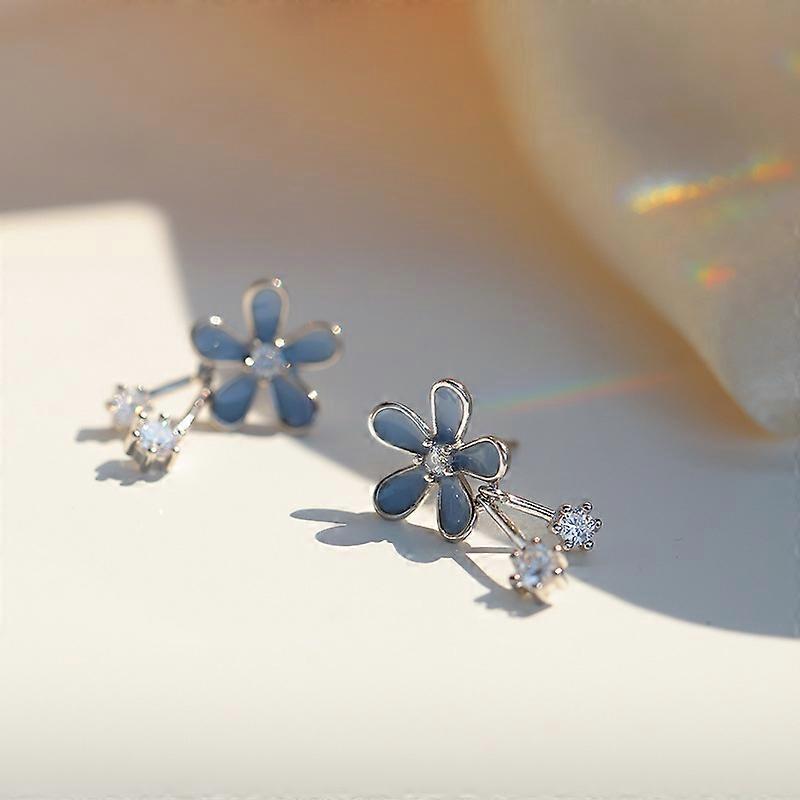 Blue Daisy Flower Studs