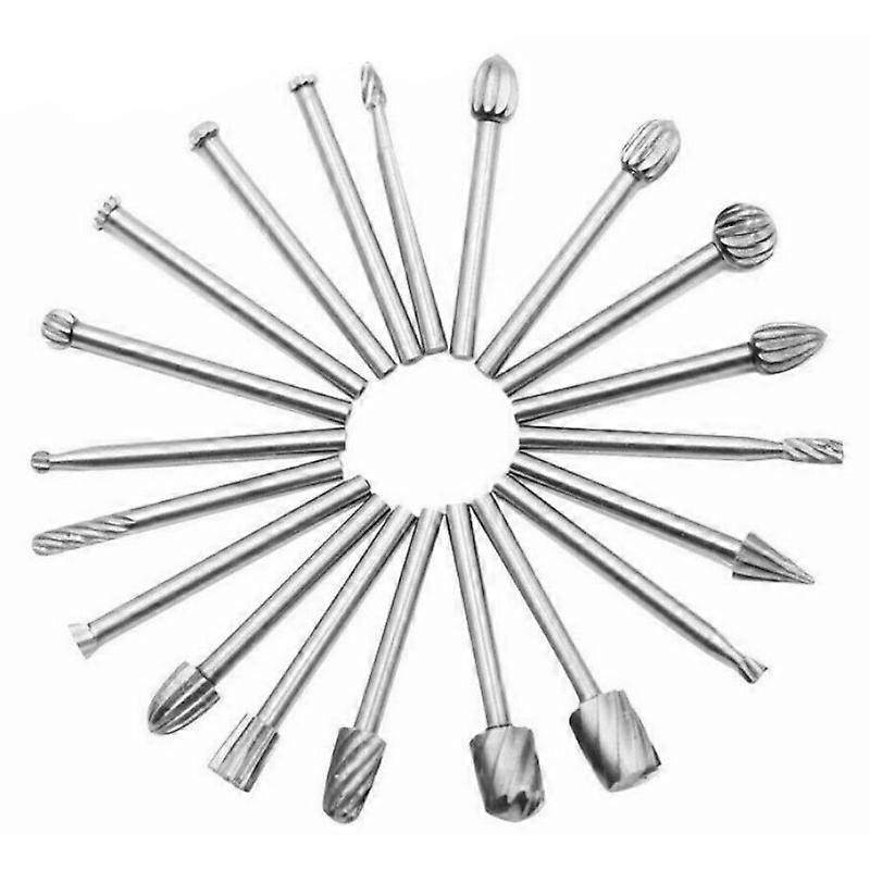 20 Pcs Rotary Burrs, Hss Rotary Burrs Milling Bits Woodworking Routing Tool Accessories Rotary Tool 3mm Shank