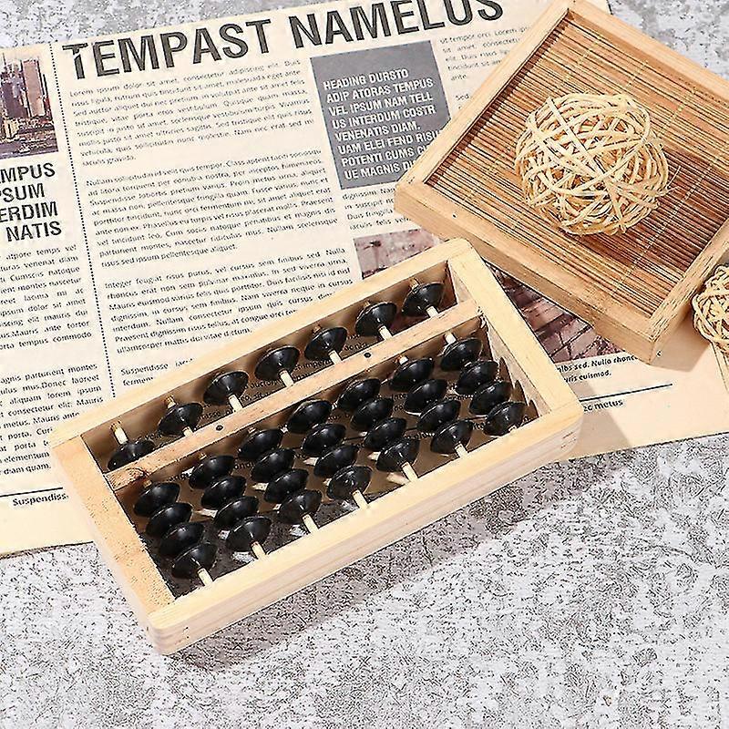 7 tiges Perles Abacus Bois Soroban Colonne Math Aid Tool Ancienne Calculatrice chinoise