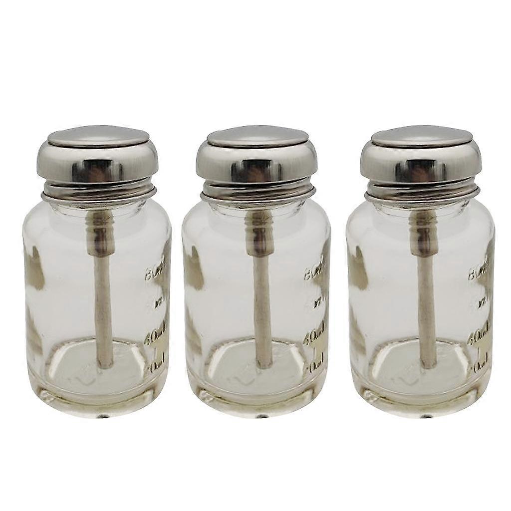 3pcs 80ml Empty Nail Polish Remover Pump Dispenser Push Down Press Bottle