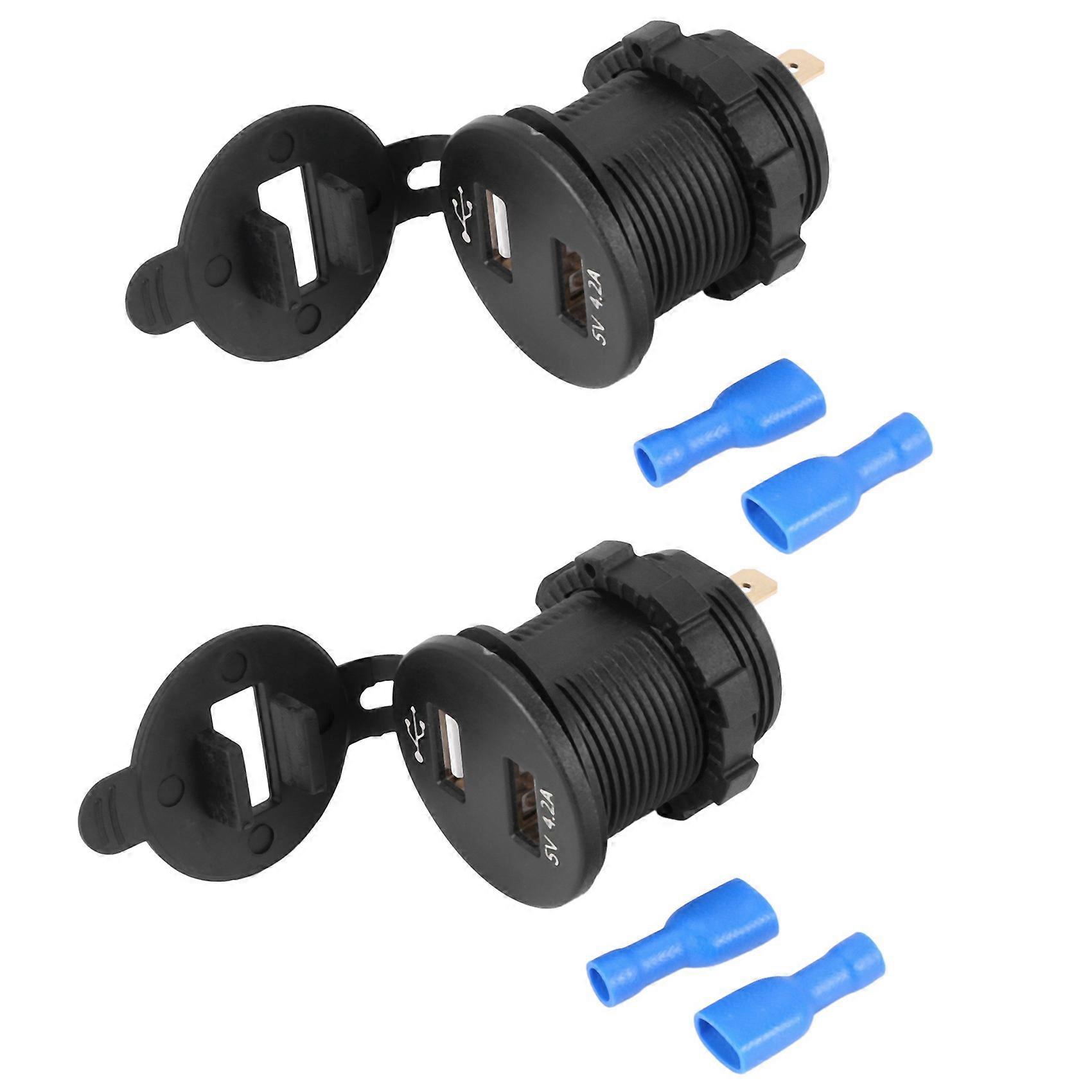 2X USB Car Socket 12V Car Charger 5V 4.2A Dual USB Car Charger Waterproof Cigarette Adapter with LE