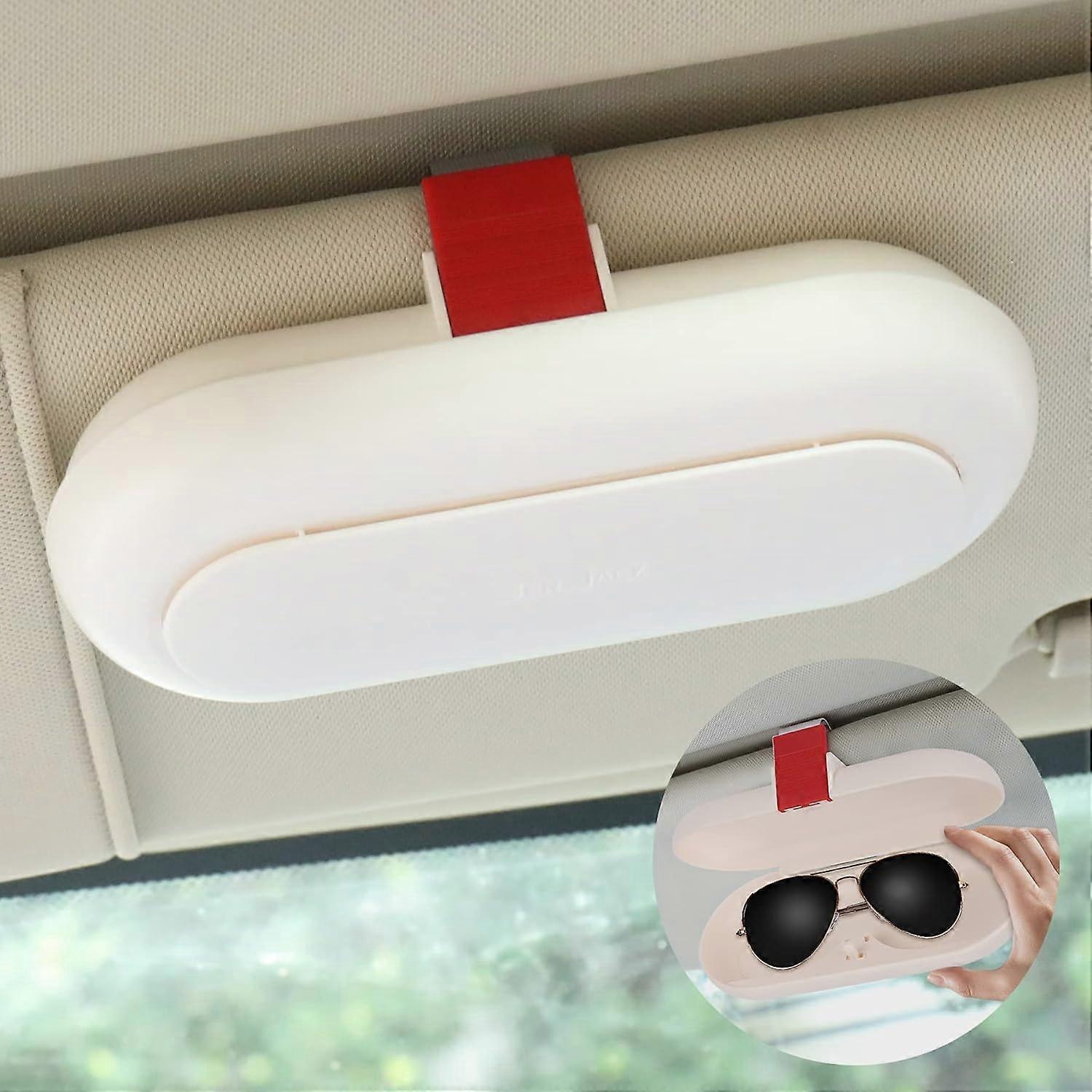Car Glasses Case, Extendable Sun Visor Sunglasses Holder, Multi-Function Credit Card Glasses Box