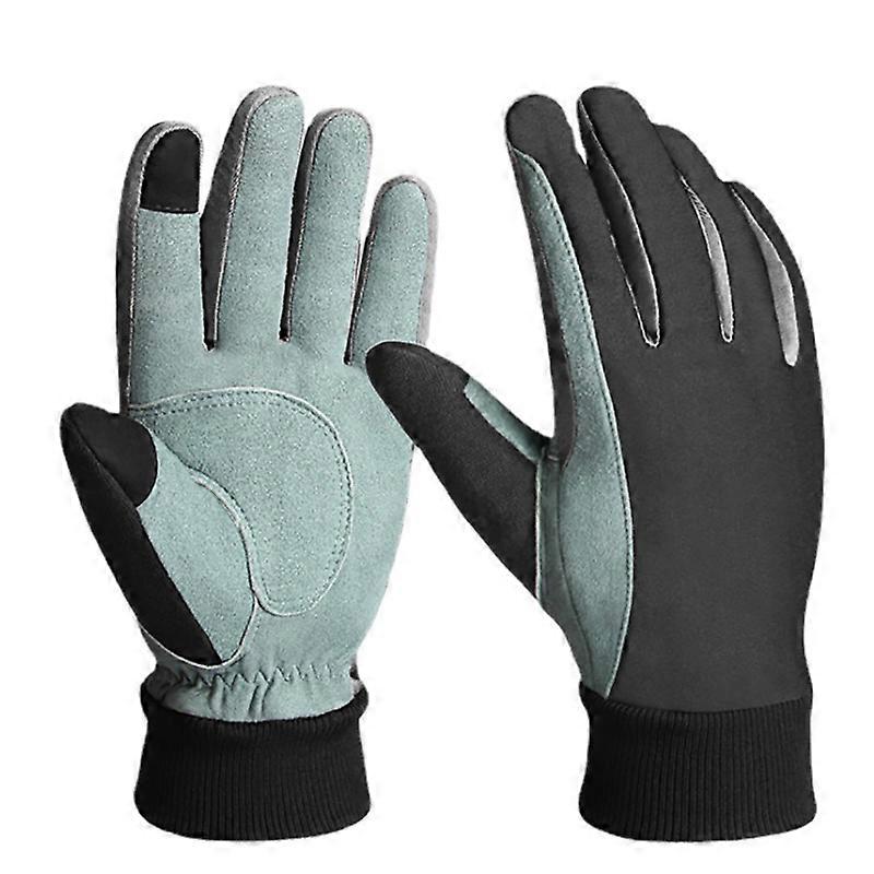 EVAGO Unisex Genuine Deerskin Winter Gloves Thermal Gloves Anti Slip Touchscreen Cold Weather Warm Gloves for Cycling Running Biking Driving Hiking