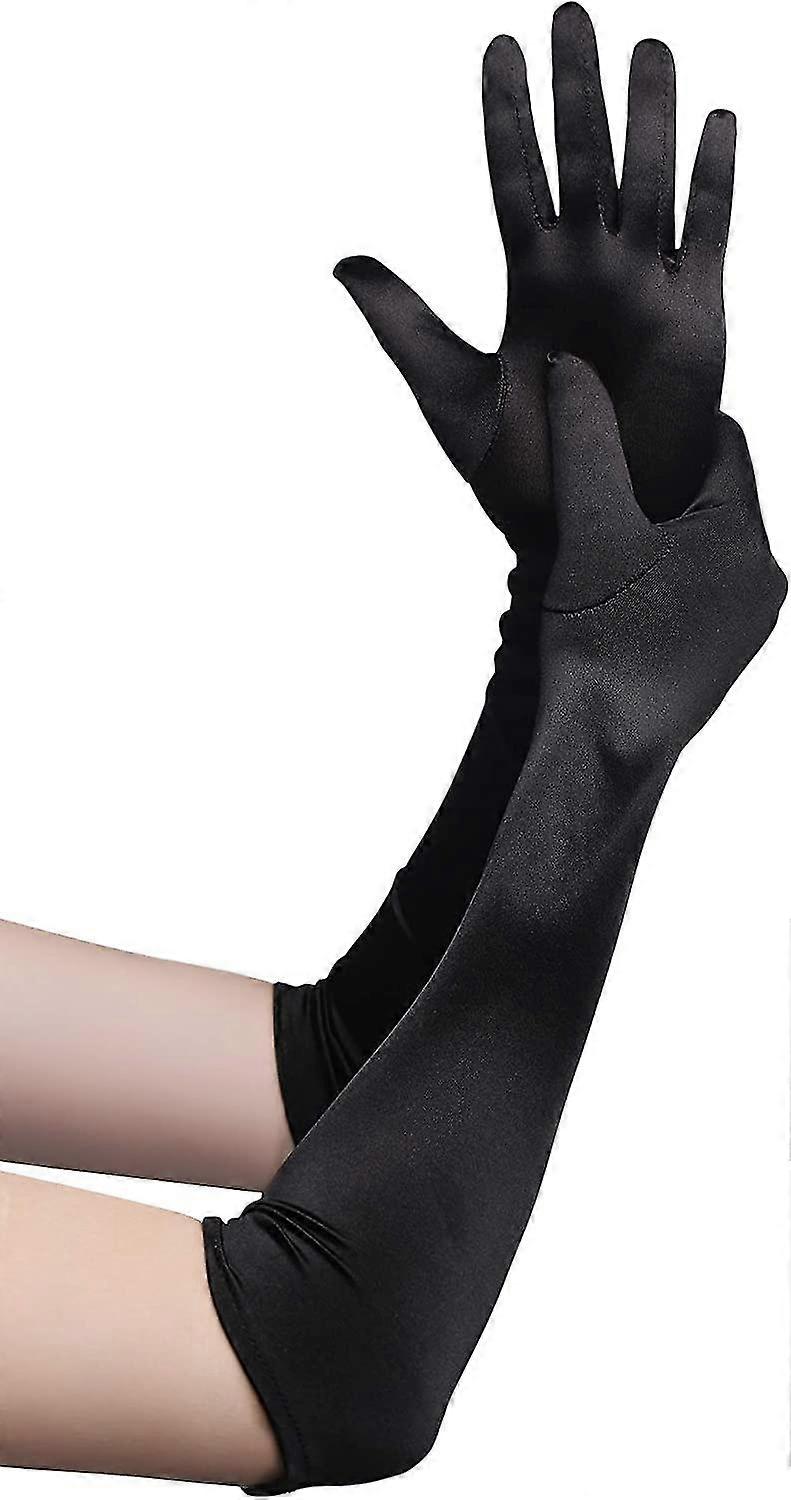 Ladies Gloves Satin Opera Festival Party Evening Gloves - Long Elastic Gloves In 1920s Style For Halloween Costumes