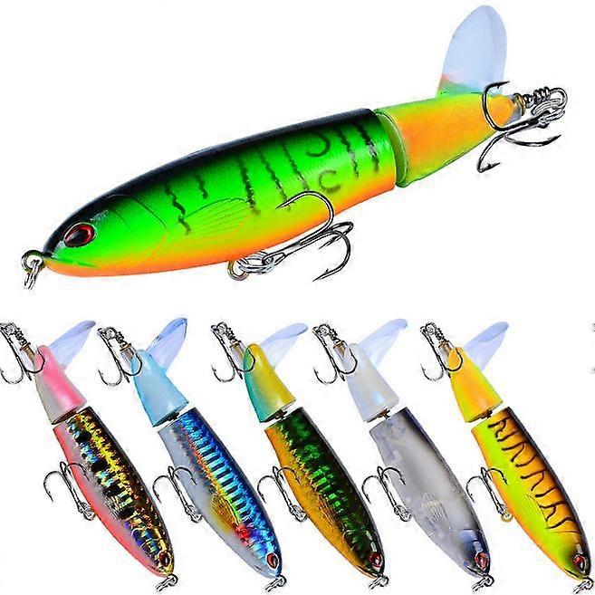 8pcs / set Angelköder Köder Whopper Plopper TopWater rotierender Schwanz Barsch Forelle
