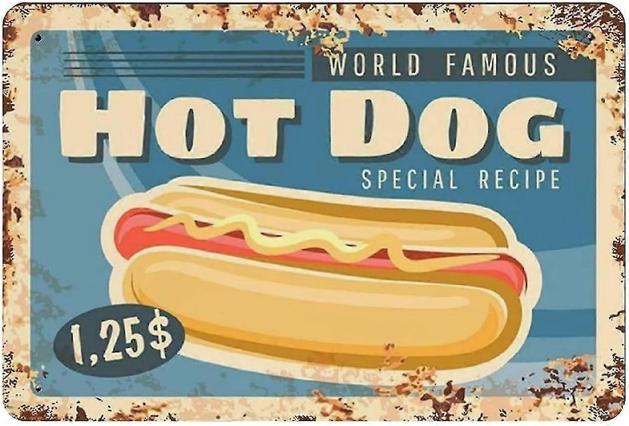 Placa de Lata Mundialmente Famosa de Cachorro Quente Decoração de Metal 8x12 Polegadas OU 12x16 Polegadas Modo 2107