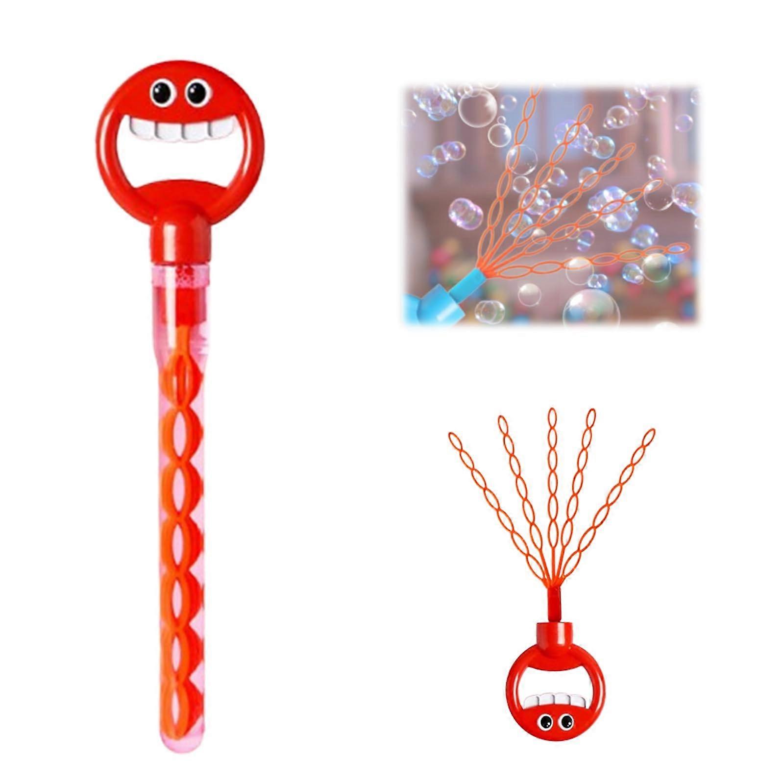 32 Hole Smiling Face Bubble Wand with Bubbles Refill, 2024 New Children's Bubble Wands Toy, Smiling Face Bubble Stick for Summer Toy Party Favor -GSLA