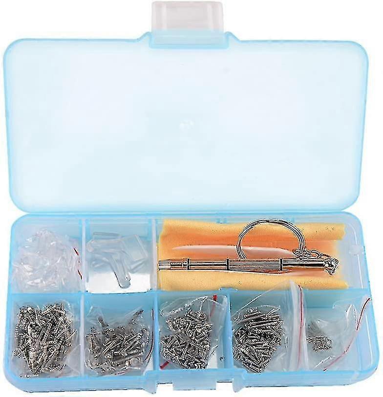 500pcs Eyeglasses Sunglass Spectacles Tiny Screws Nut Kit & Silicone Nose Pads Repair Tool Set