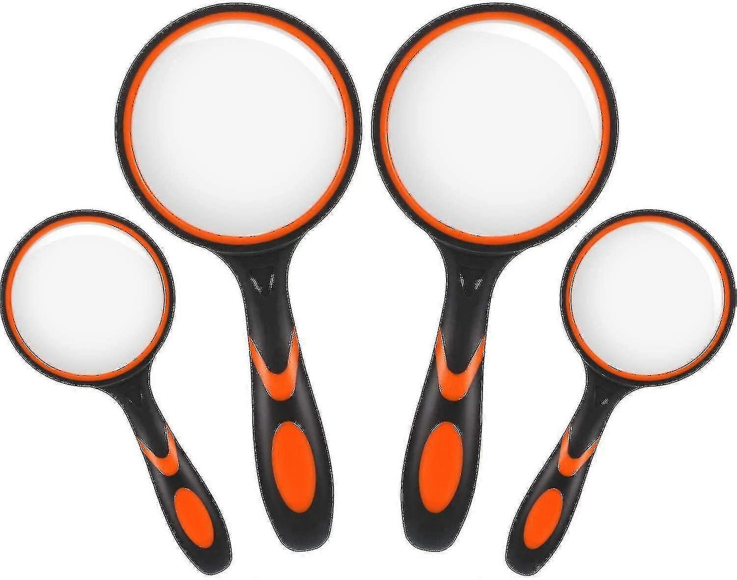 Ensemble de 4 loupes de lecture portatives avec poignée antidérapante à grossissement 4x 10x