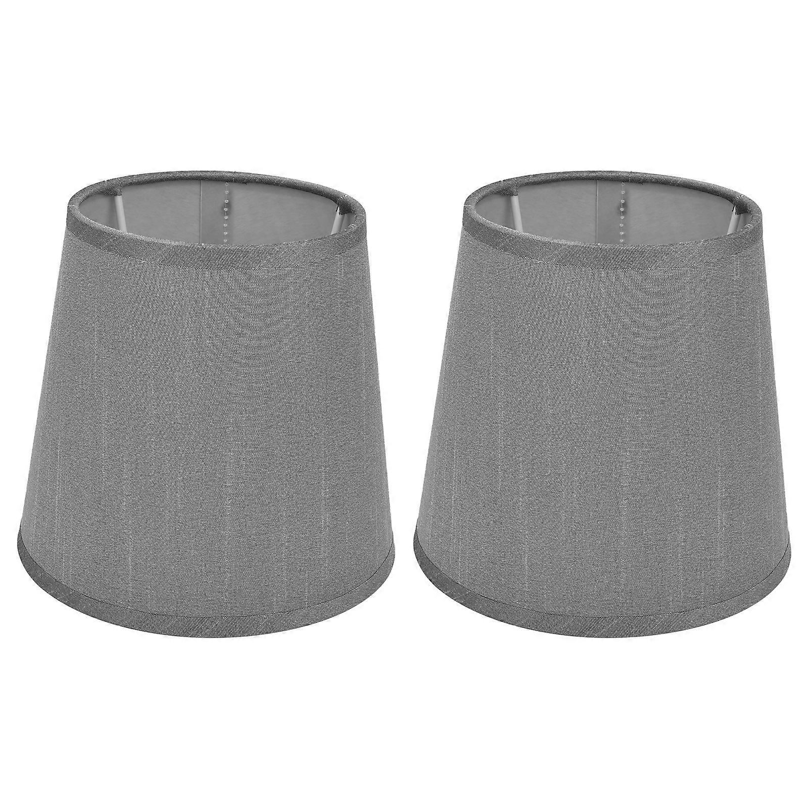 European Style Fabric Lampshade 2Pcs for E14 Chandelier Table Lamp Floor Lamp Silver Gray