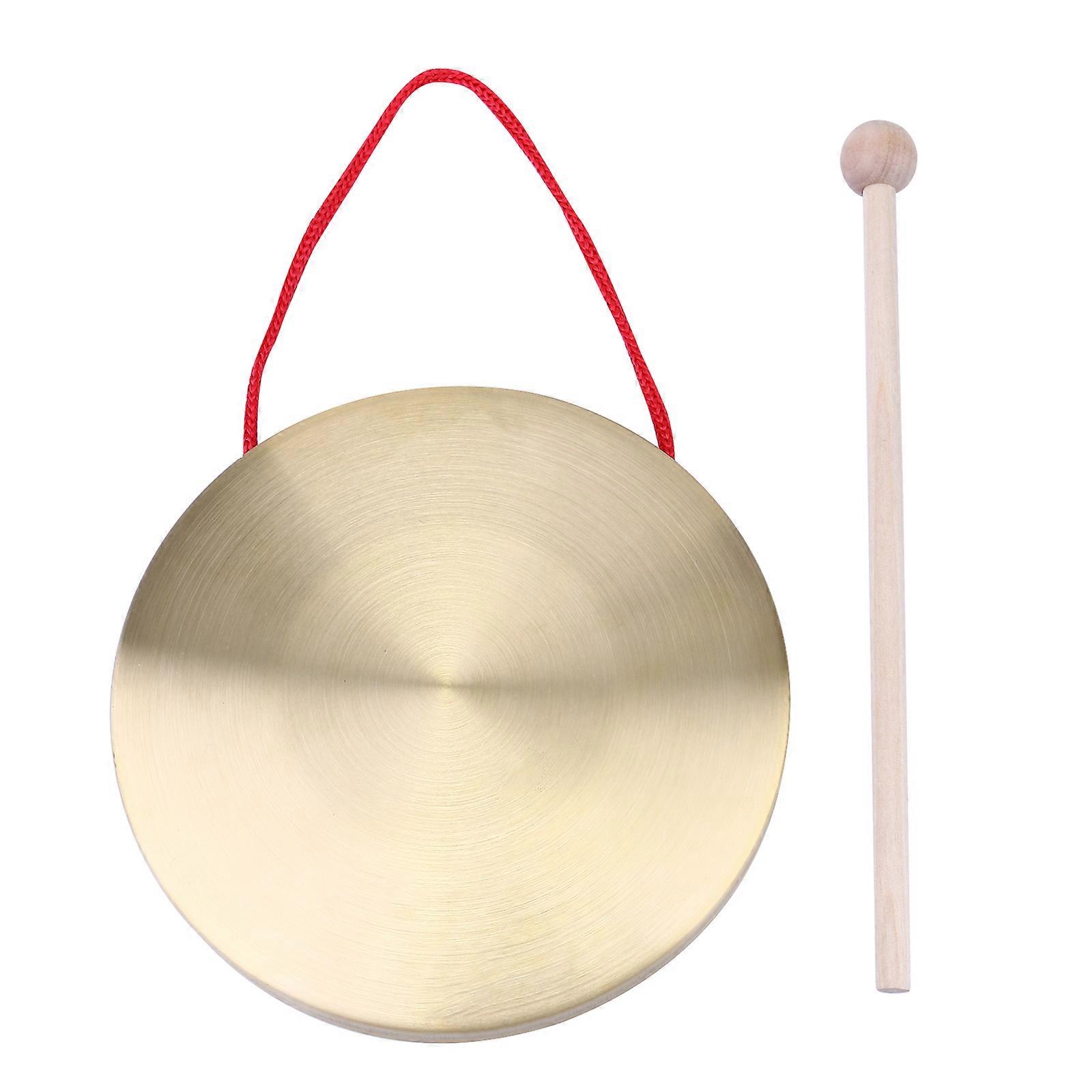 1 Set Copper Gong Hand Gong Opera Percussion Instruments with Round Play Hammer