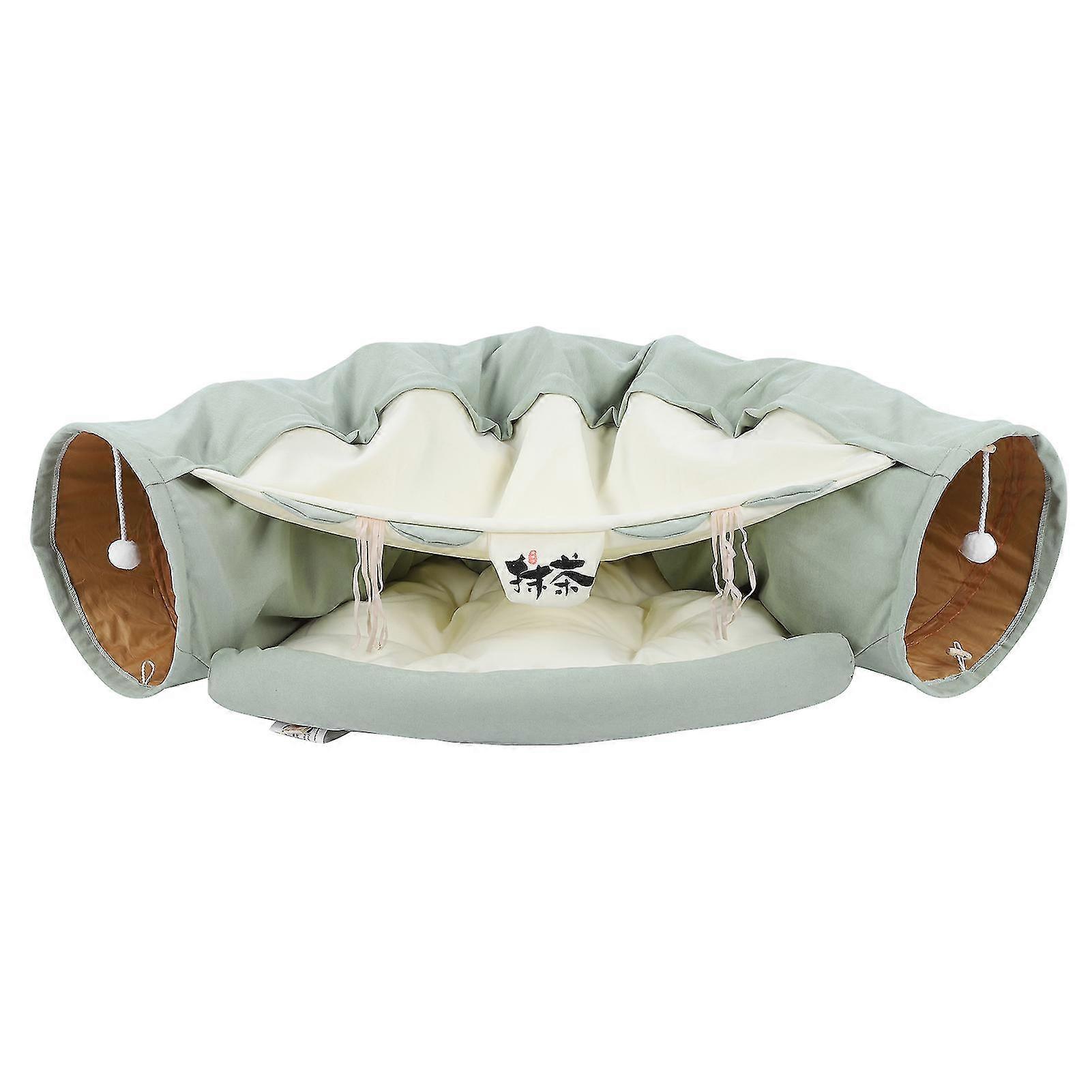 Multi-Functional Cat Tunnel Bed with Detachable Cushion and Toy