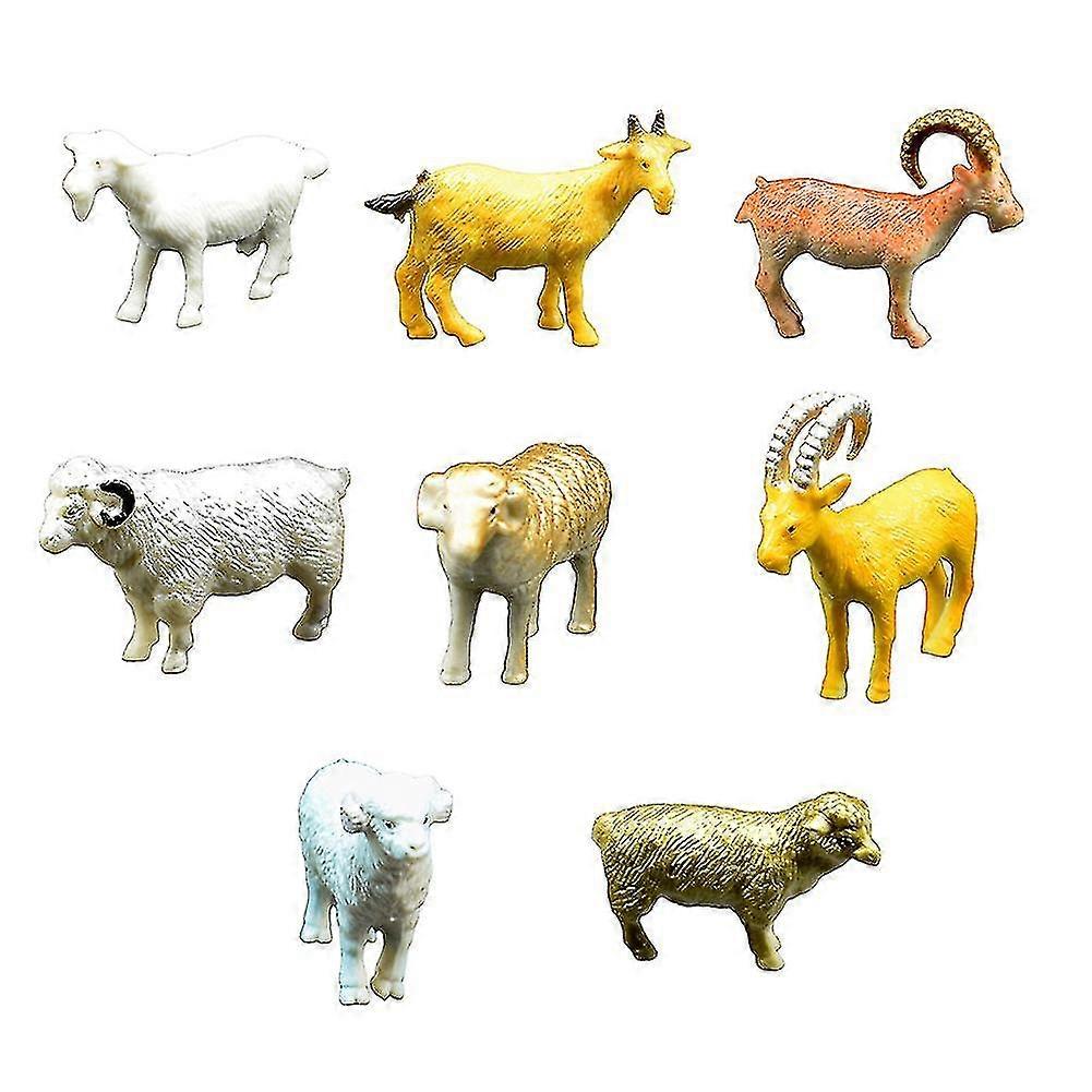 8 قطع أطفال مصغرة محاكاة الماعز الأغنام الحيوان نموذج لعبة العمل الرقم ديكور المنزل