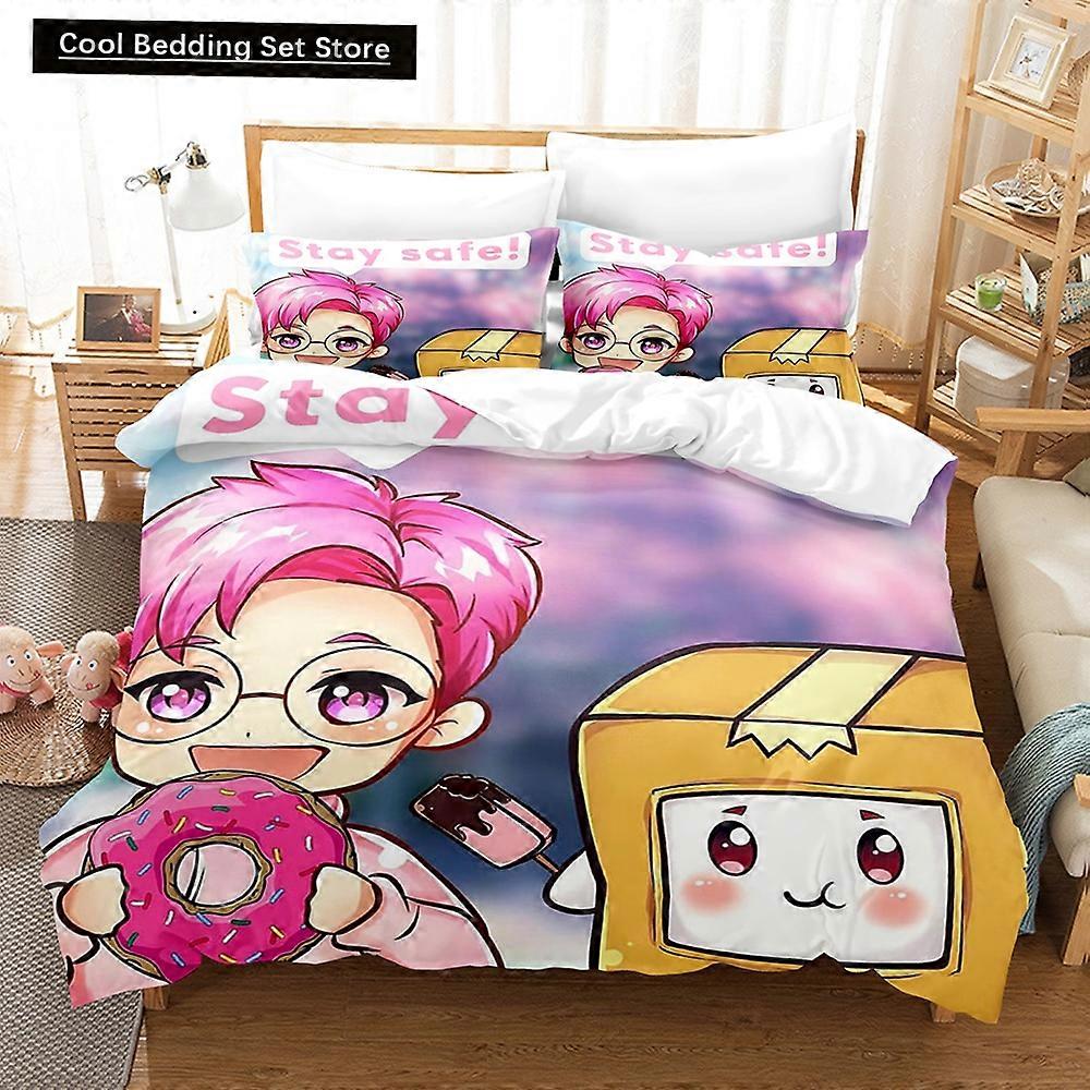 m511 Lençóis Anime Lankybox Conjuntos de Cama Conjunto de Capa de Edredão Com Fronha Twin Full Bedclothes Cama Têxteis para o Lar Lençóis ggt511