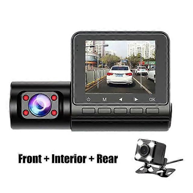 64G 1080P Car Dash Cam Front And Inside 2/3 Lens Car Recording Camera Loop Recording Night Vison G-Sensor 24h Parking Monitoring