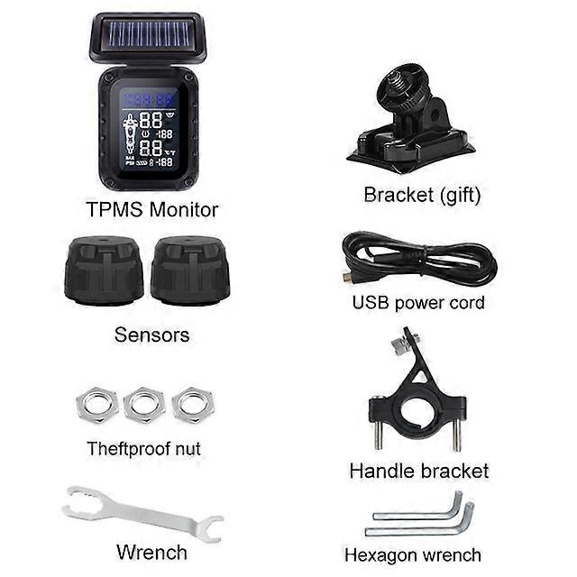 PECHAM TPMS Solar Motorcycle Tire Pressure Sensors 0~8bar Motor Tire Pressure Monitoring System External Sensor for Motorbike