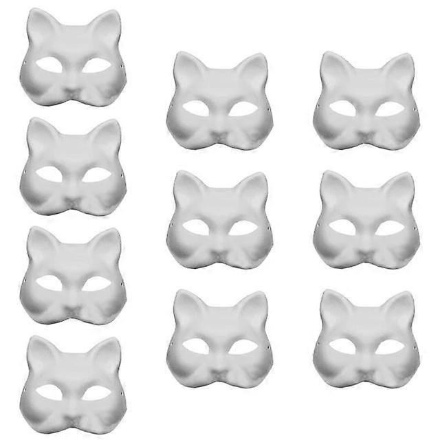 5/10pcs Unpainted Masquerade Masks Blank Paper Masks Halloween Cat Masks Party Cosplay Pulp Masquerade Mask For Halloween Decor