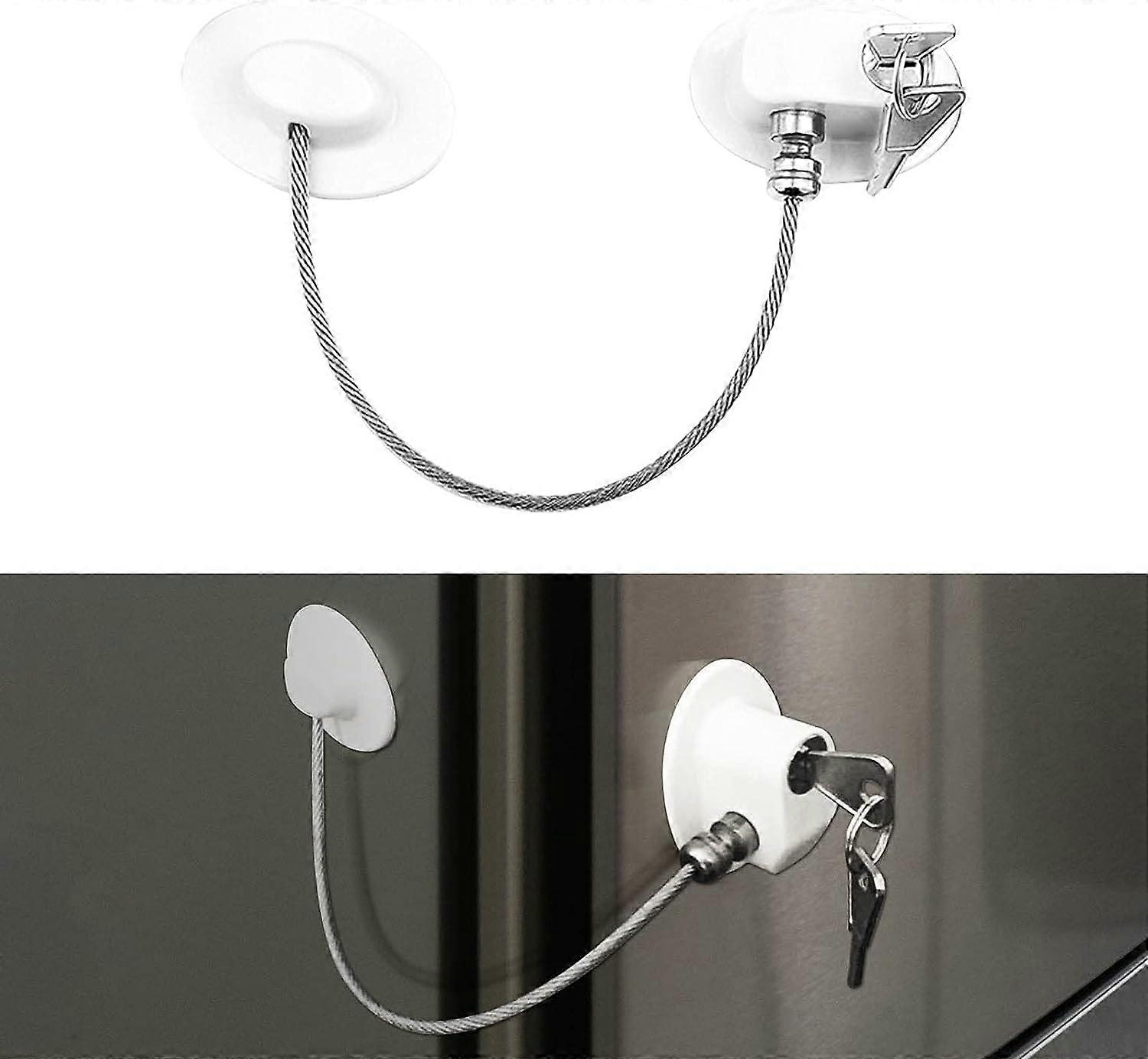 Fridge Lock with Keys - Rust Proof - Heavy Duty 3M Adhesive (Zinc, White)