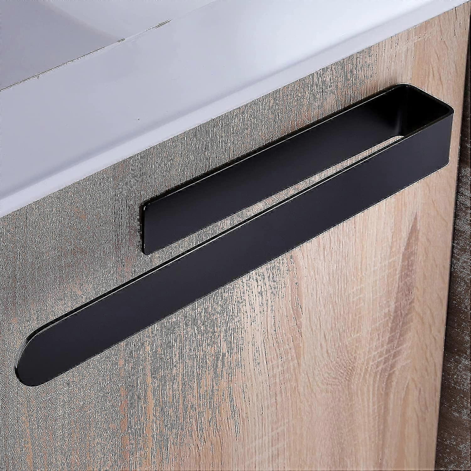 מתלה מגבות אמבטיה ללא קידוח מתלה מגבות דבק עצמי נירוסטה 37 ס"מ שחור Niuniu