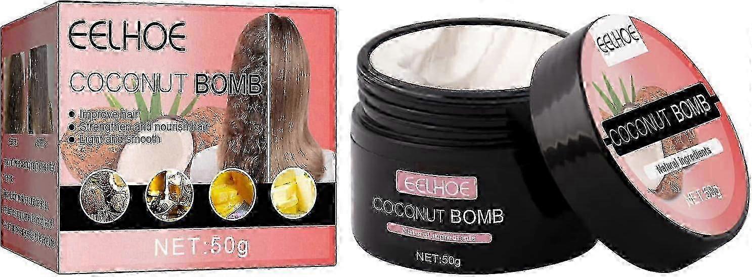 2024 -EELHOE Coconut Bomb Mască de păr hrănitoare, pentru balsam profund neted de mătase Tratament uscat deteriorat Ulei de cocos natural Hai