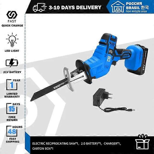 Cordless Reciprocating Saw 21V Adjustable Speed Chainsaw Wood Metal PVC Pipe Cutting Reciprocating Saw Power Tool By PROSTORMER