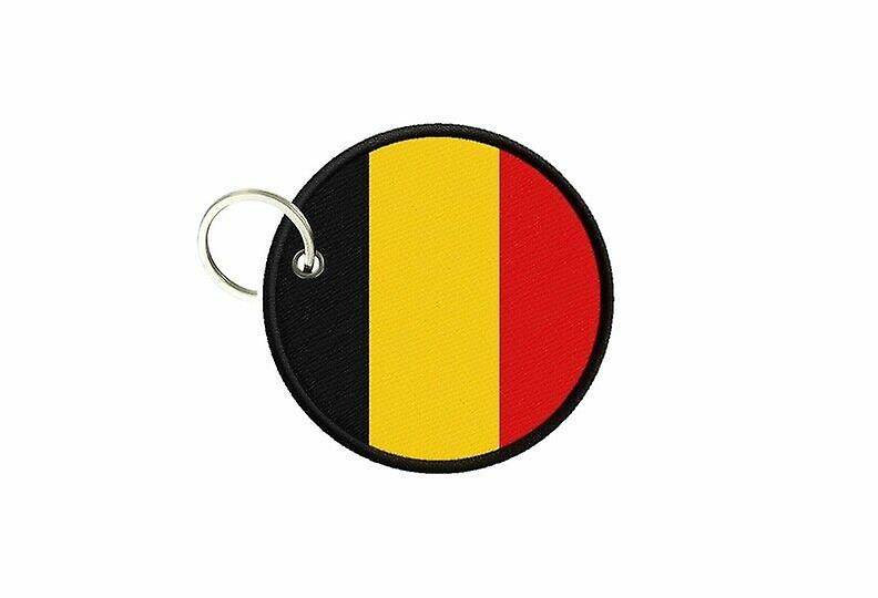 Keychain keys Belgian flag printed round round round