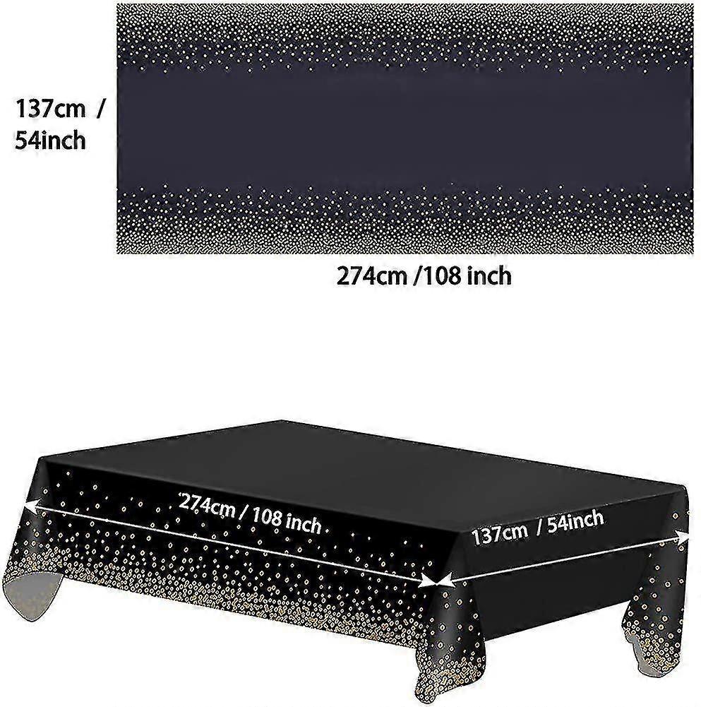 2 Pack Disposable Plastic Tablecloths. Plastic Rectangle Black Dot Tablecloths