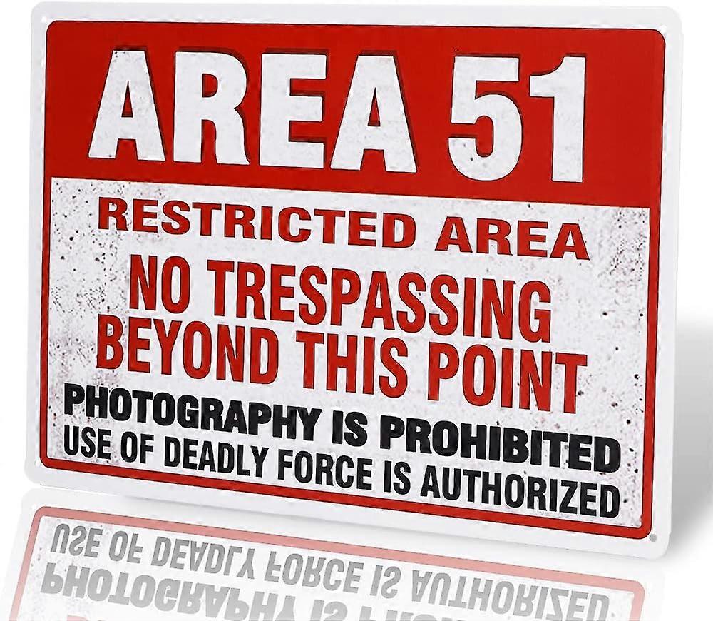 Placa de Parede de Metal Area 51 Aviso, Alienígena, Teoria da Conspiração - 8x12 polegadas