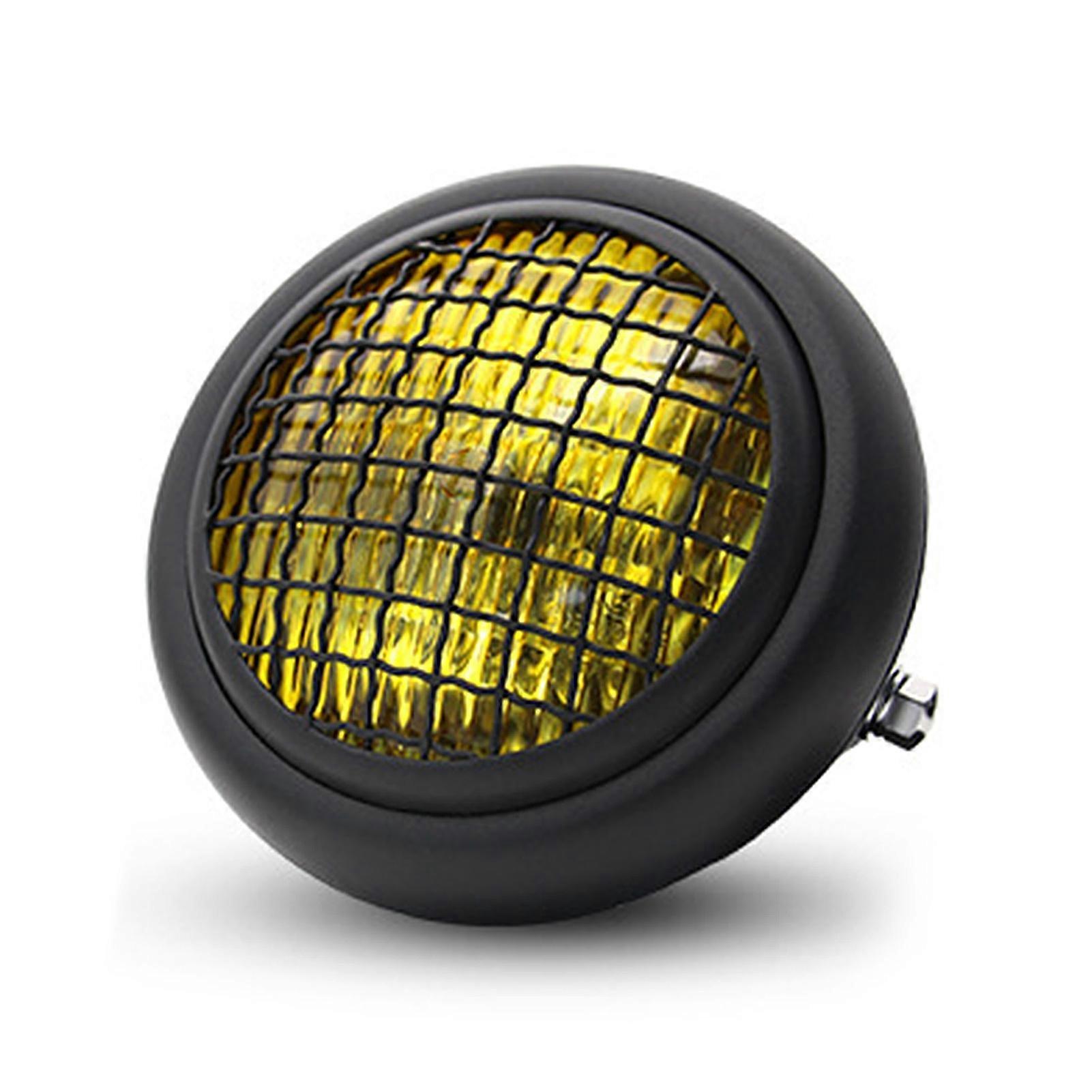 Retro Motorcycle Front Mount Headlight with Mesh Cover Lampshade Lighting Tool