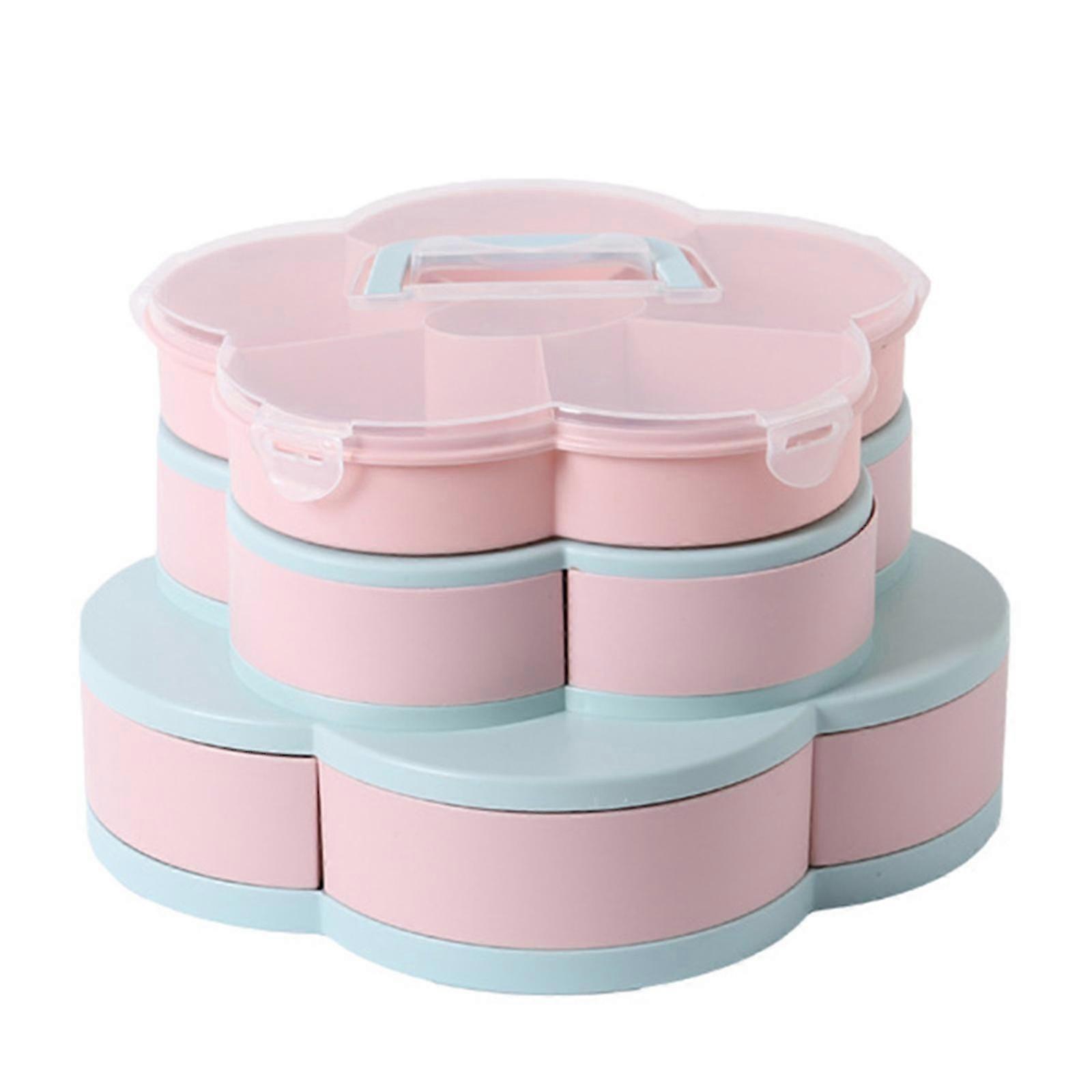 Three Layer Nut Serving Platter Flower-Shaped Rotating Snack Containers Candy Tray Snack Box for