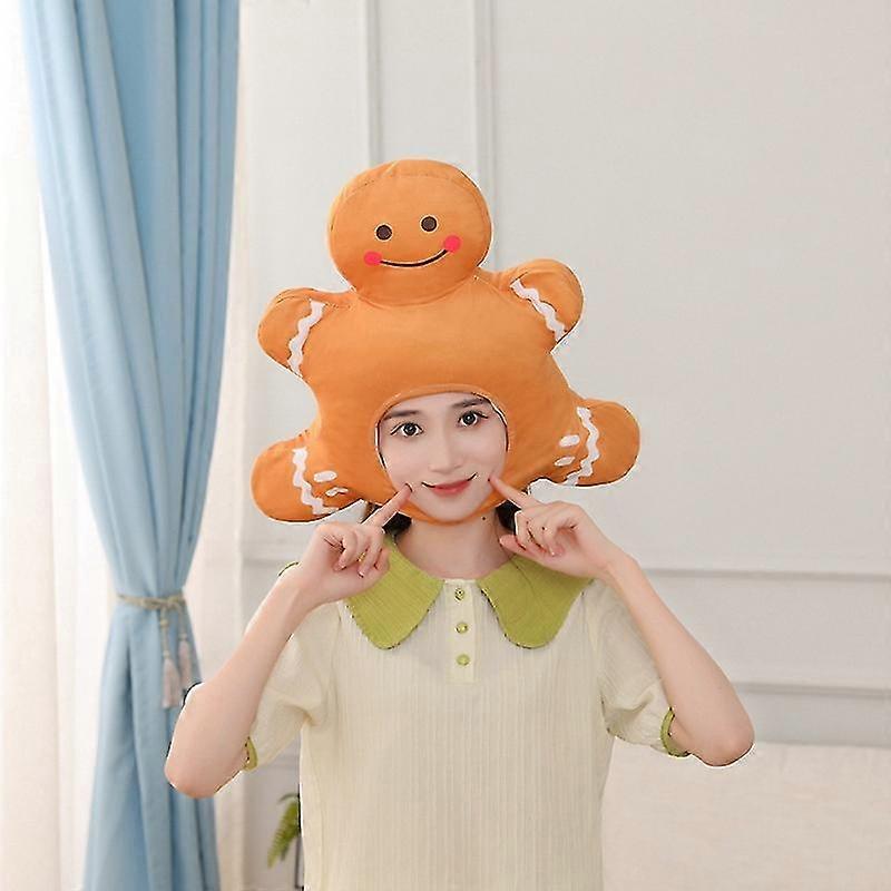 Gingerbread  Headgear Hat Plush Headgear Cartoon Headgear