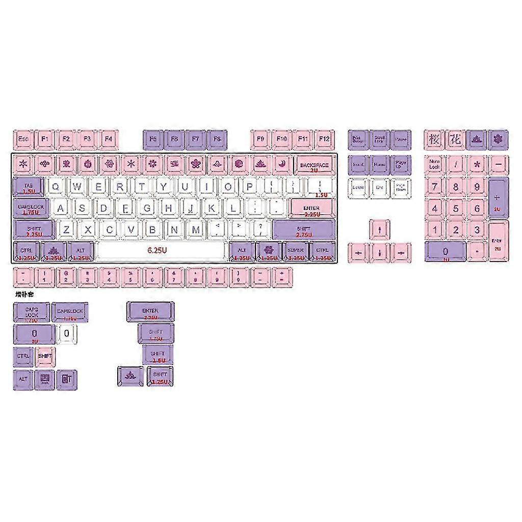 Replacement Key Cap Set 134pcs Pbt Heat Sublimation For Mechanical Keyboard
