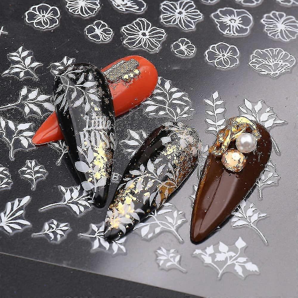 Lilien-Blumen-Nagelaufkleber – 3D, Selbstklebend, In Rosa, Lila & Grün | Für Kreative Nail-Art-Designs
