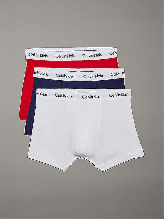 Calvin Klein 3 Pack Cotton Stretch - Normal Rise Trunks ( Wit / Rood / Navy )