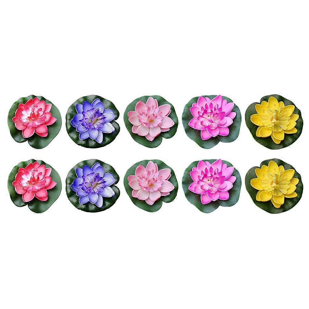 10 Pcs House Ornaments Water Lily Flower Floating Pond Decoration Artificial Pool Flower Floating Pond Plants