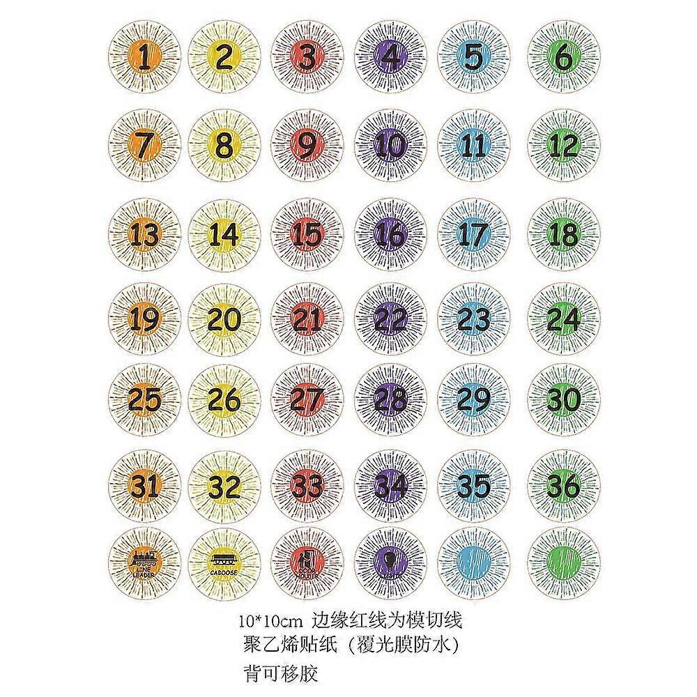 42Pcs Number Theme Self-Adhesive Paper Decorative Stickers for Party Decorative Presents Sealing Number 100x100mm