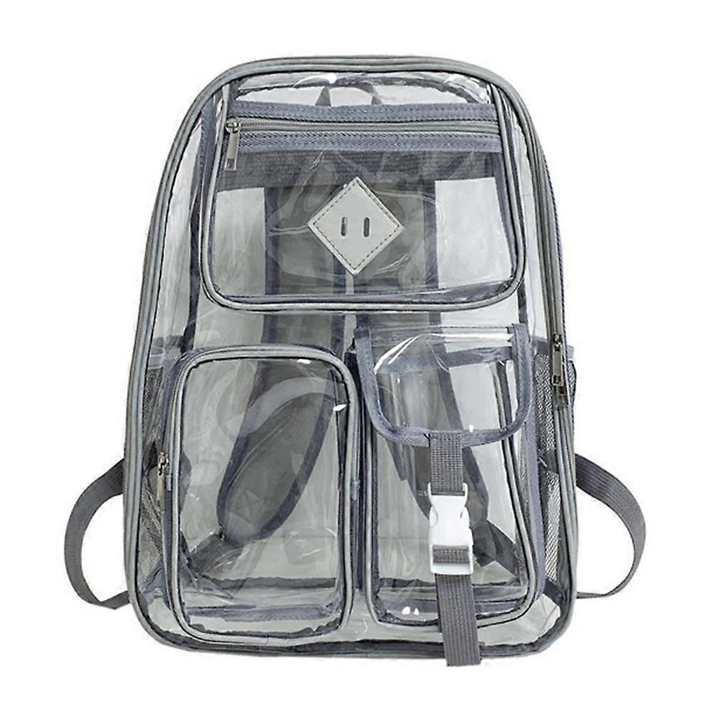 Clear Backpack with Reinforced Stitching Zipper Closure Large Capacity Adjustable Heavy Duty Large PVC Transparent See Through School Bag