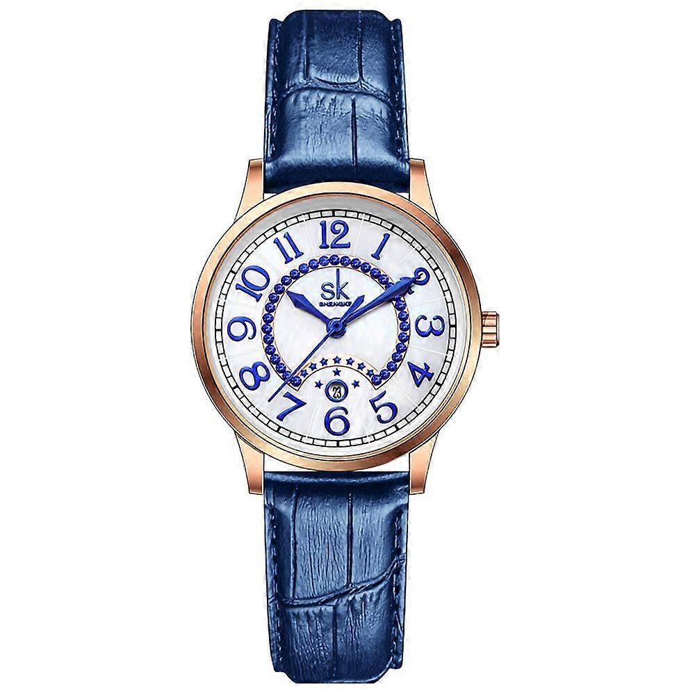 Ladies analogue quartz watch with leather strap