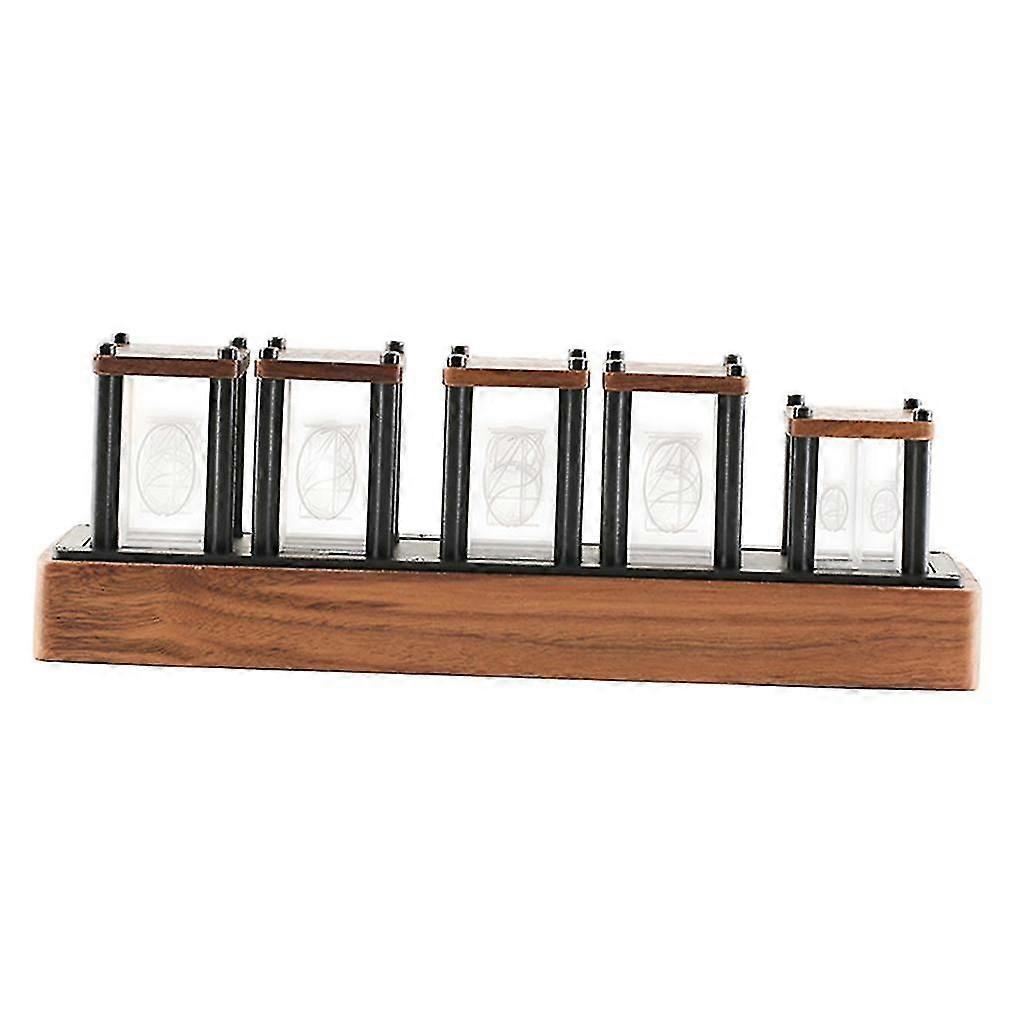 6 Bit Nixie Clock Desk Colorful Led Clock Time Display Wood Base Walnut