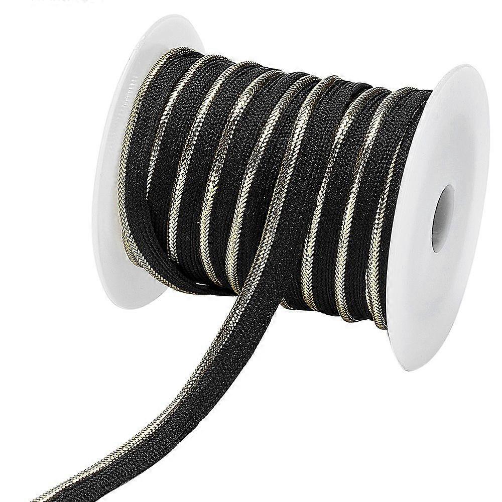 20 Yards Piping Trim with Welting Cord Black Maxi Piping Bias Tape Lip Cord Trim with Golden Thread Edge for DIY Craft Webbing Garment Sewing Trimming